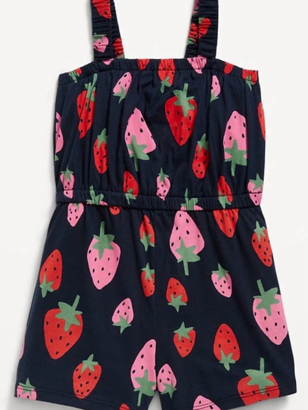 Old Navy Navy Strawberry Print Romper with Red & Pink Strawberries